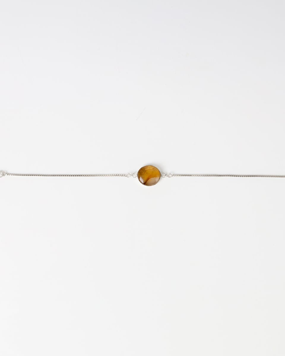 Amber Agate Bracelet – 925 Silver Chain