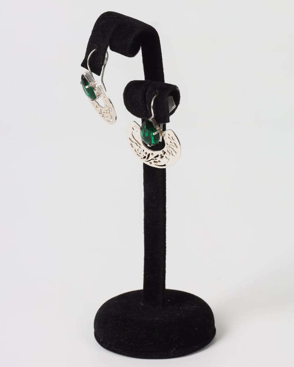 Green Gemstone Drop Earrings – 925 Silver Filigree Design
