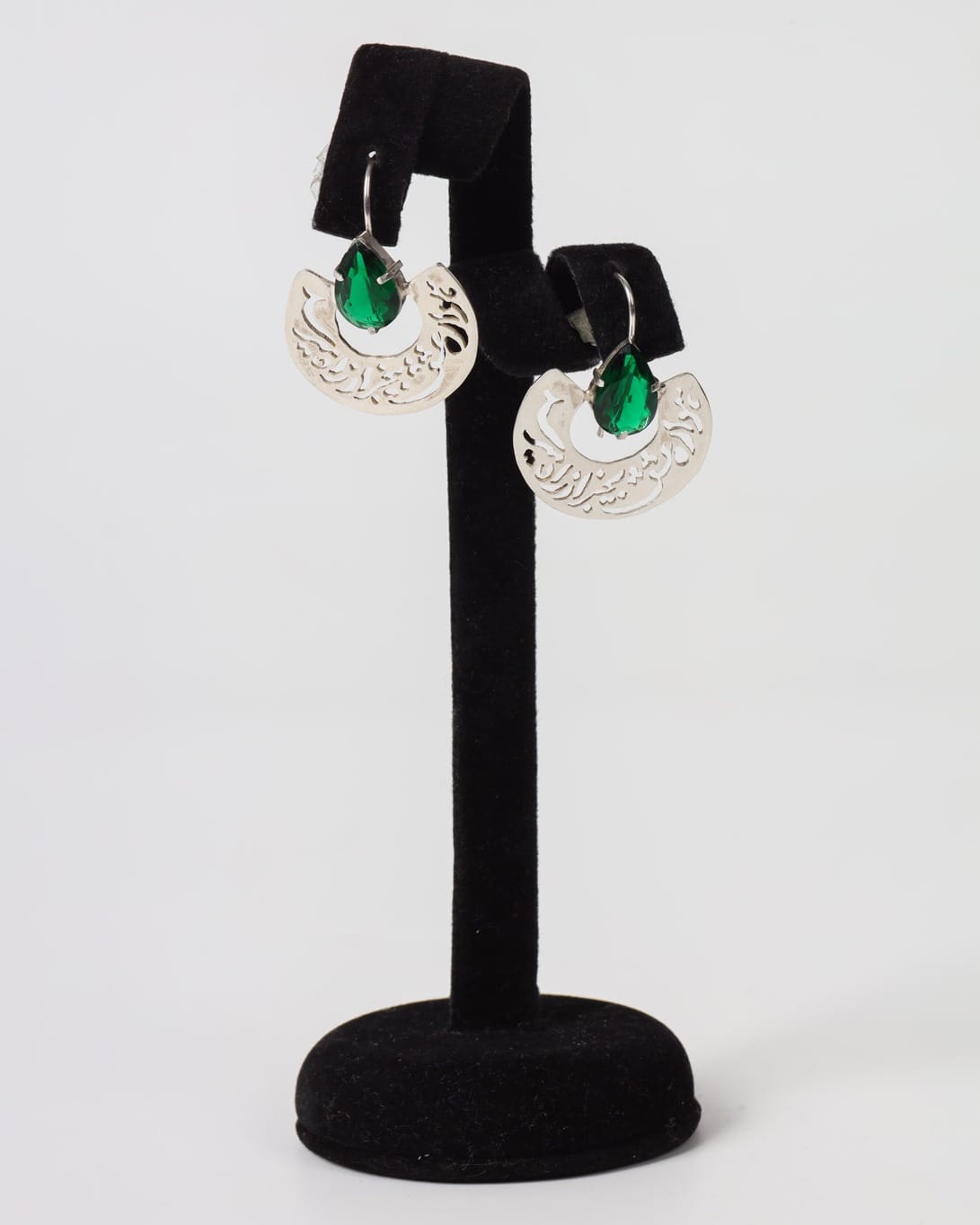 Green Gemstone Drop Earrings – 925 Silver Filigree Design