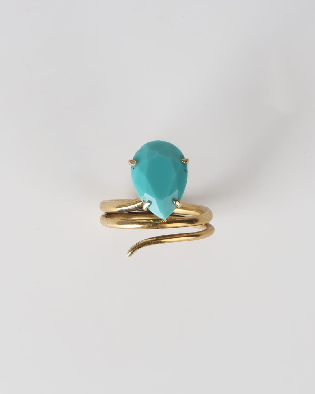 Turquoise Snake Ring – Bronze Wrap Design