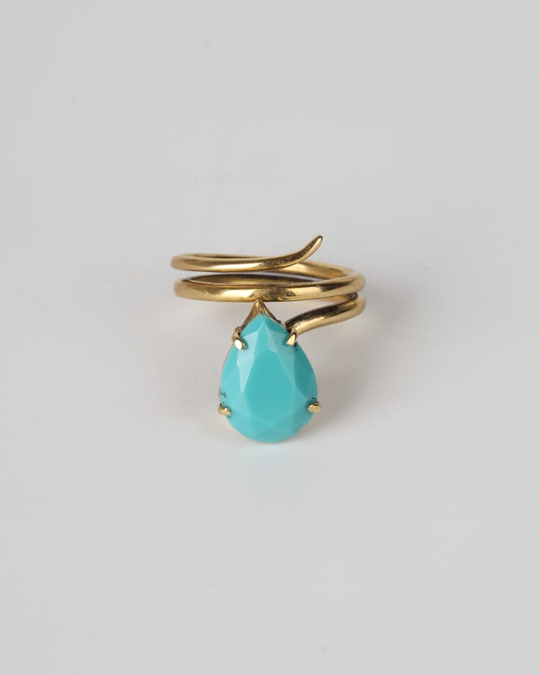 Turquoise Snake Ring – Bronze Wrap Design
