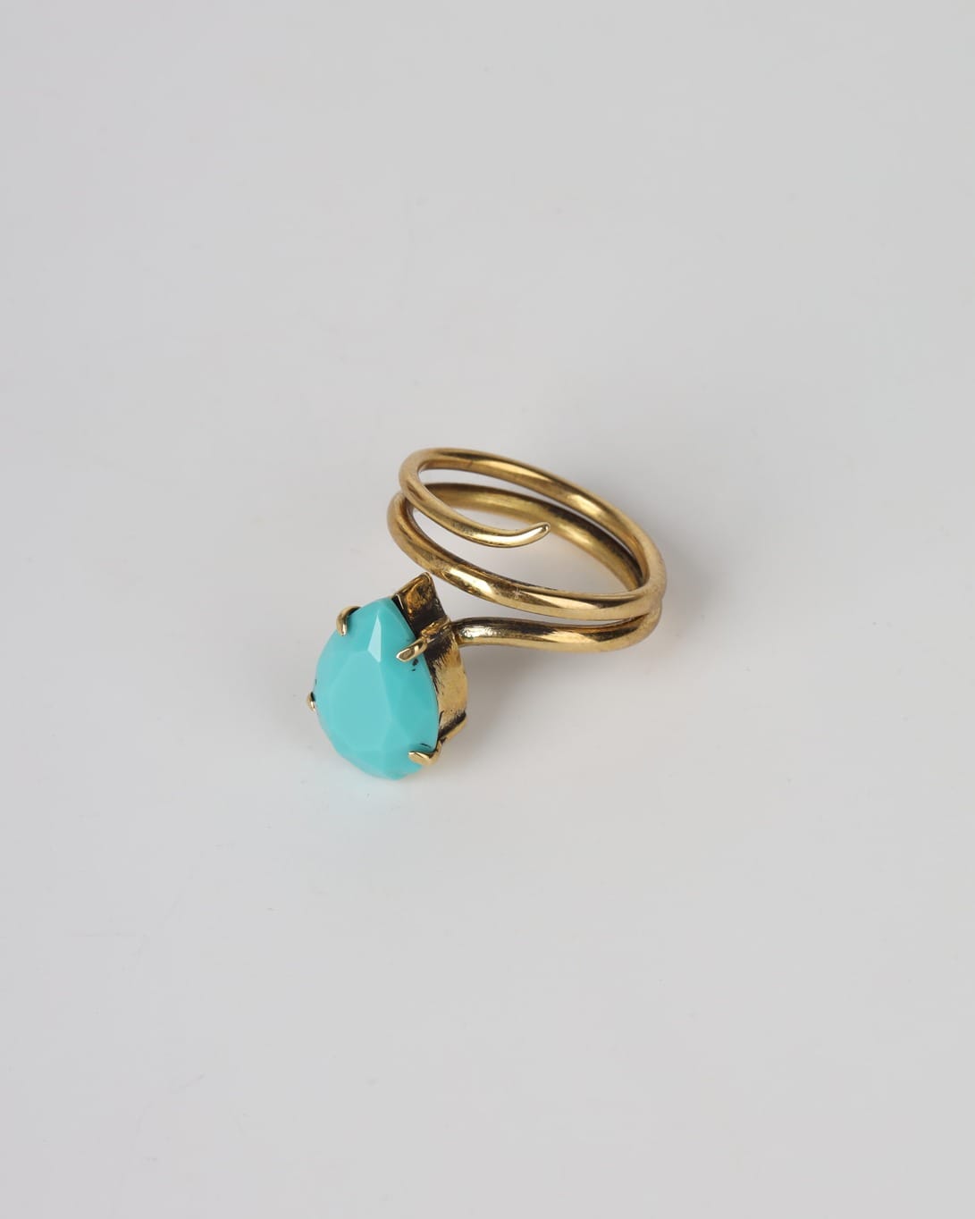 Turquoise Snake Ring – Bronze Wrap Design