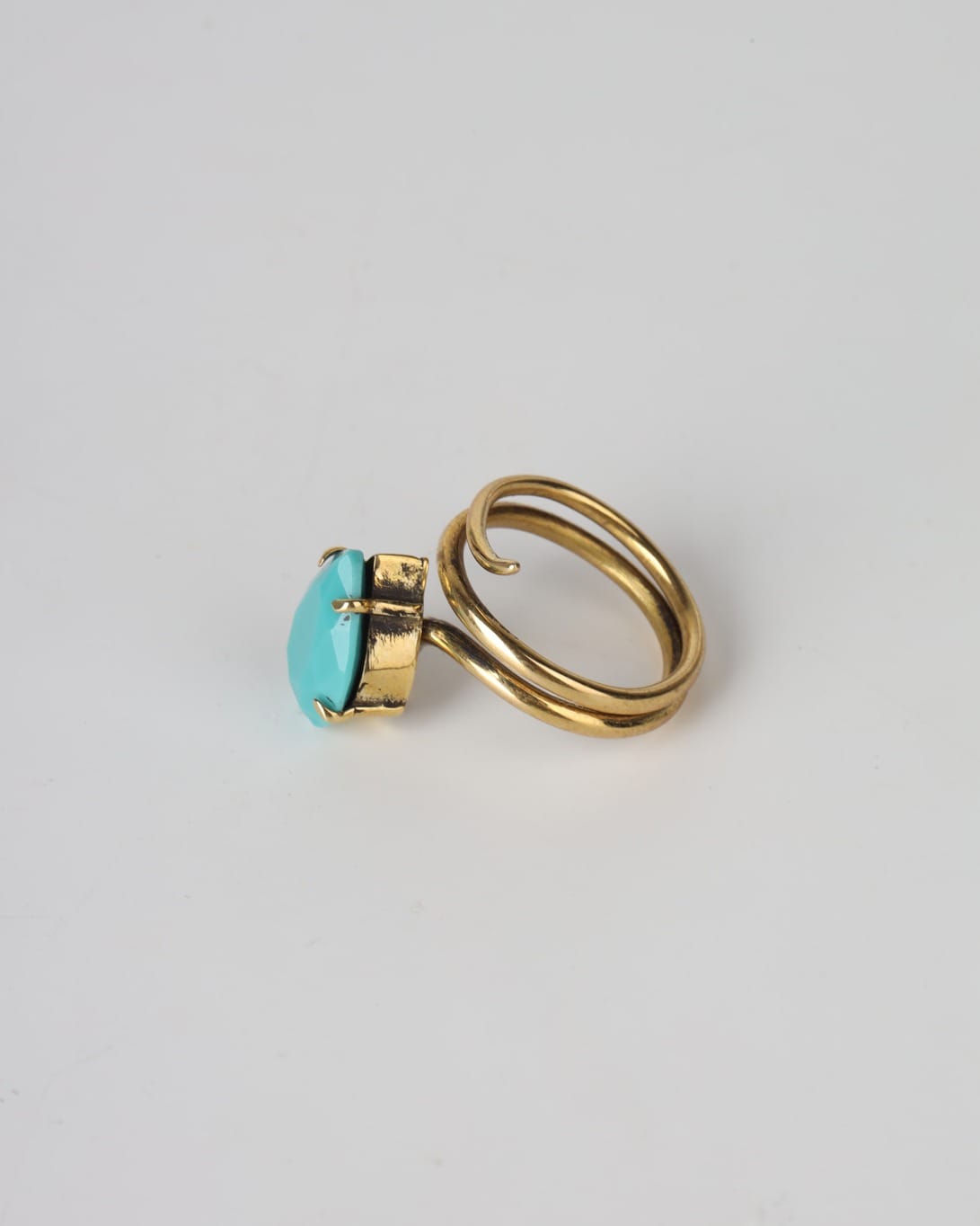 Turquoise Snake Ring – Bronze Wrap Design