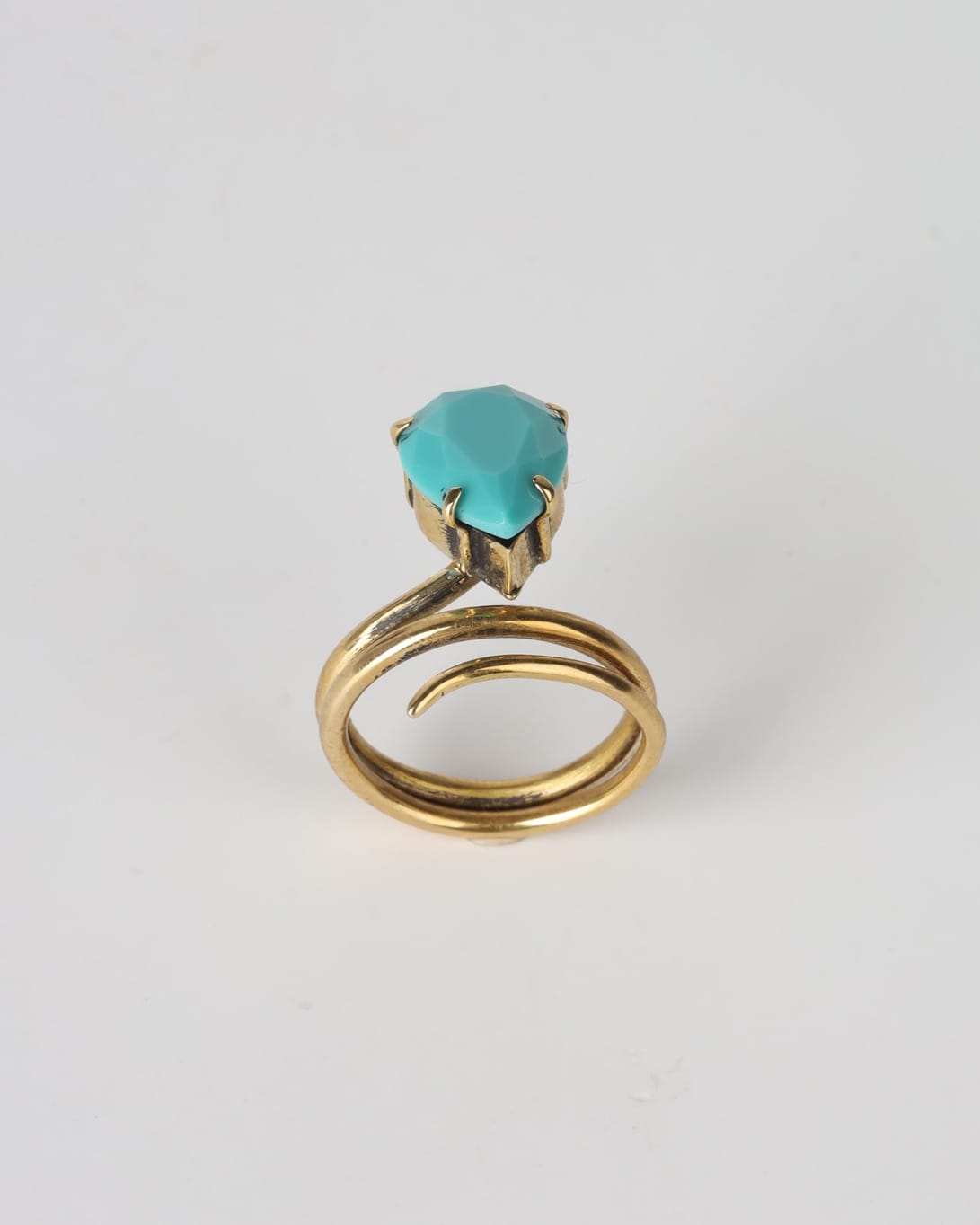 Turquoise Snake Ring – Bronze Wrap Design