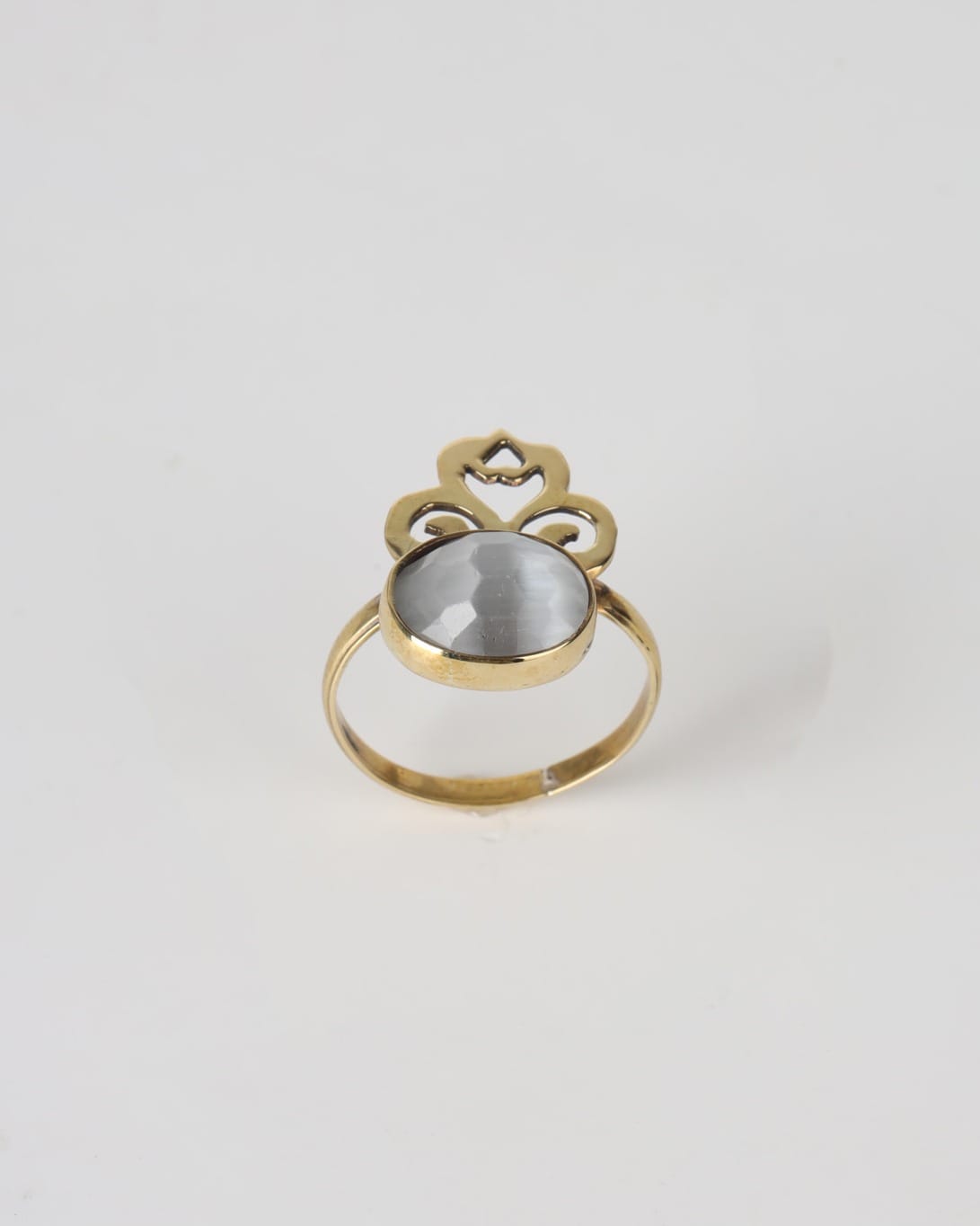 Cat’s Eye Stone Ring – Bronze Filigree Design