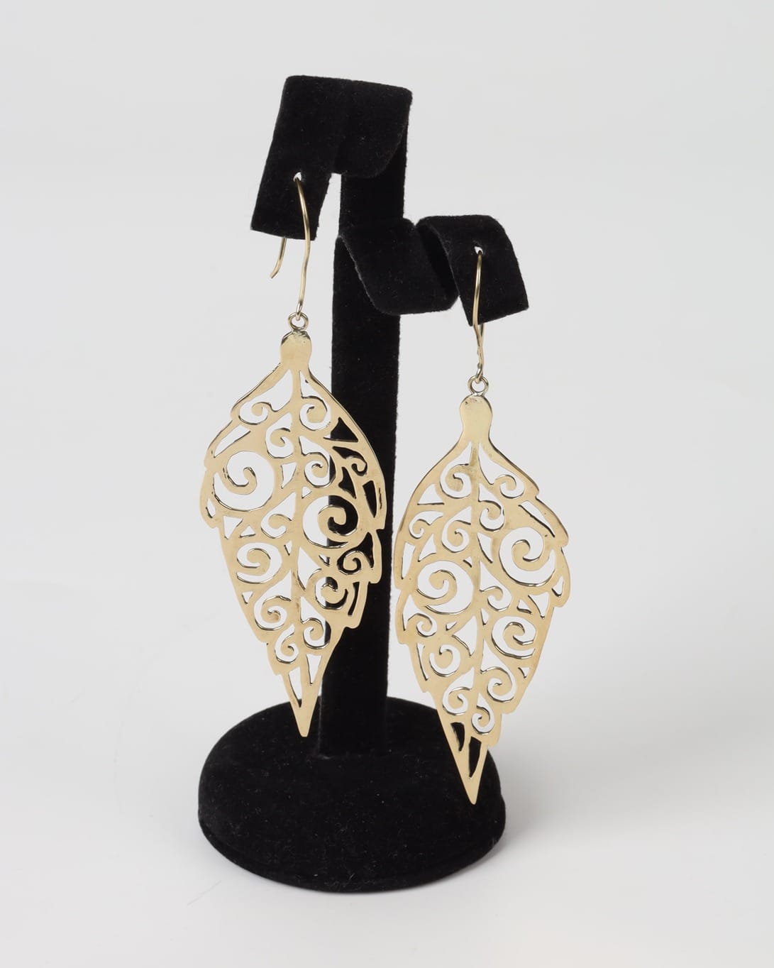 Filigree Leaf Earrings – Bronze Drop Design