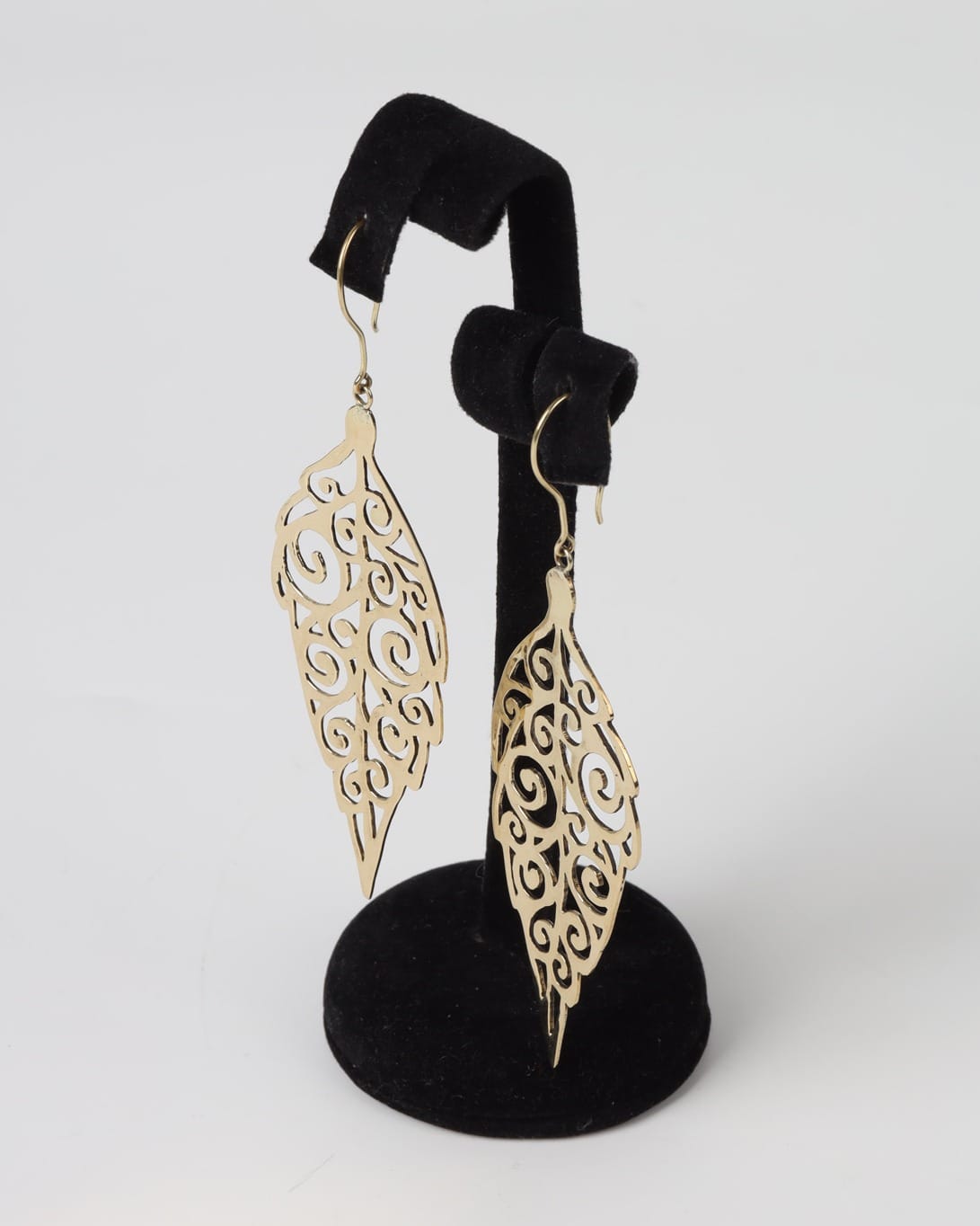 Filigree Leaf Earrings – Bronze Drop Design