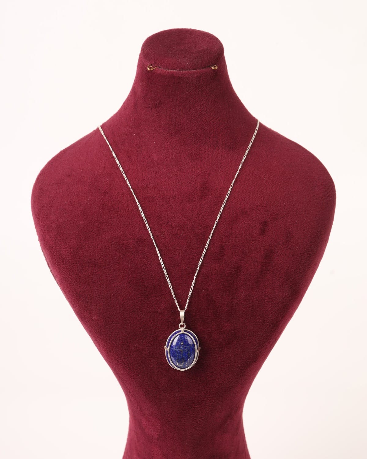 Oval Lapis Lazuli Silver Pendant Necklace