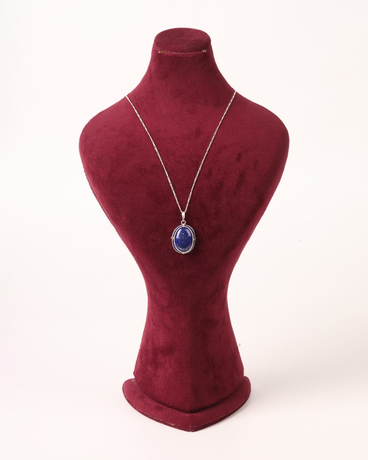 Oval Lapis Lazuli Silver Pendant Necklace