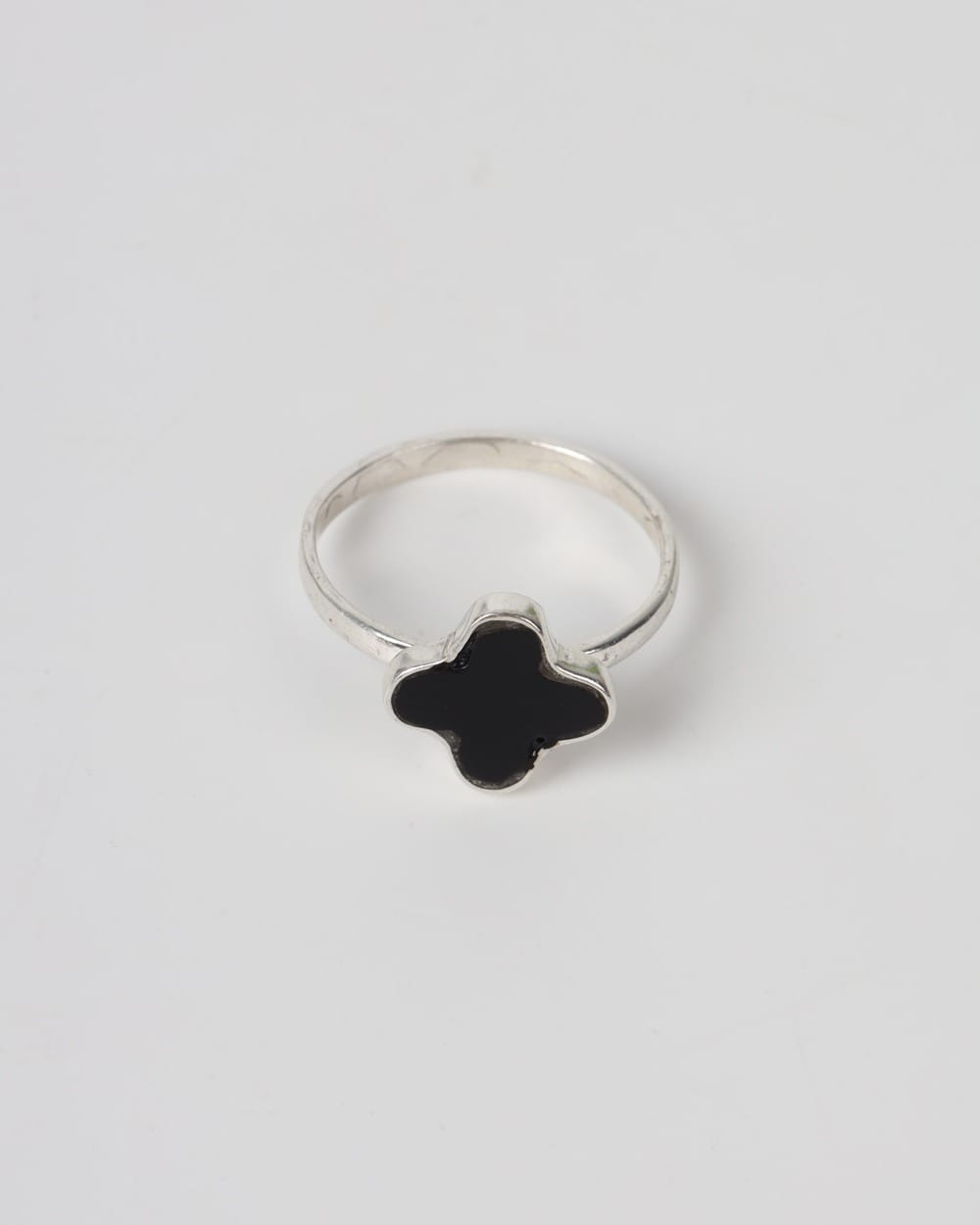 Black Clover Jewelry Set – 925 Silver Ring & Stud Earrings