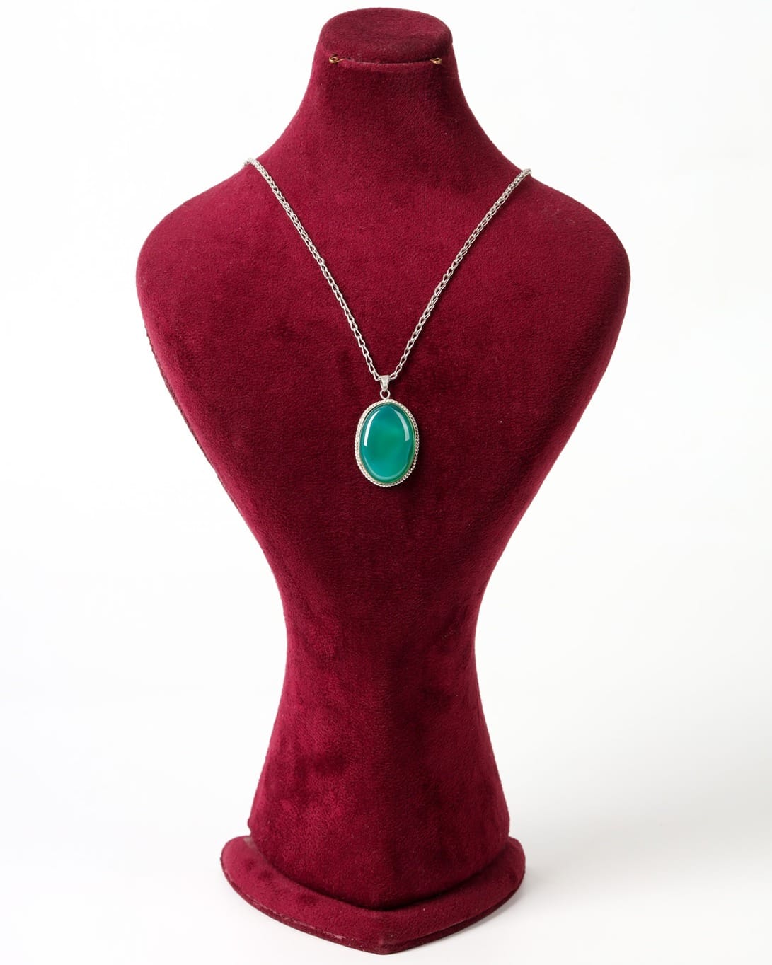 Green Agate Pendant Necklace – 925 Silver Minimalist Design