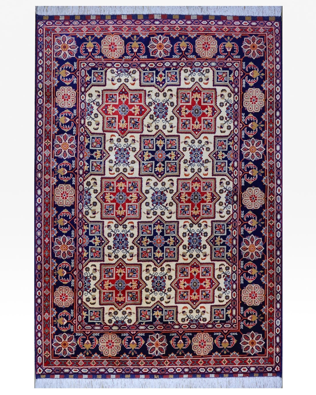 Handmade Turkmen Star Design Rug – Premium Wool