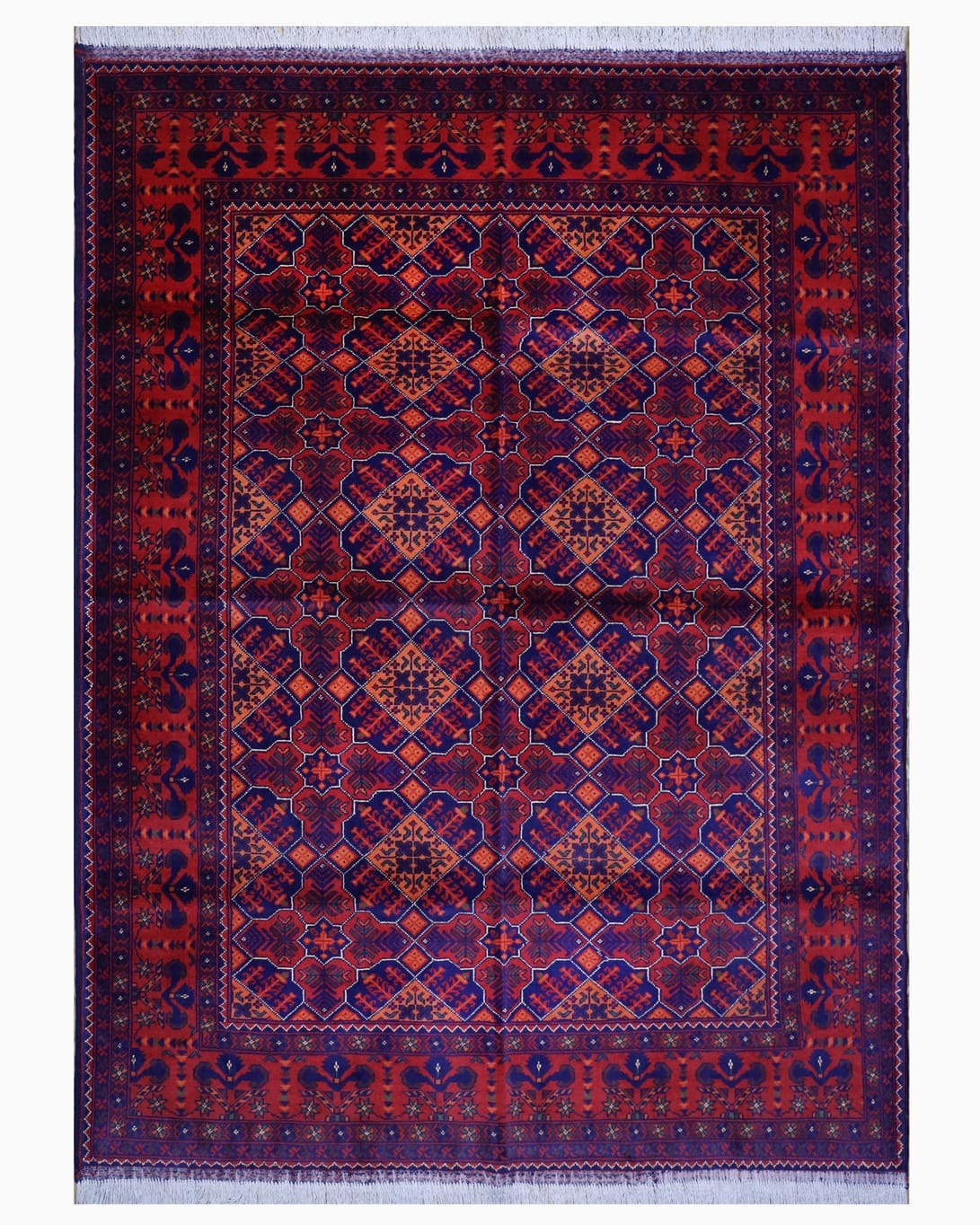 Yousifi Design Wool Carpet - Red & Blue