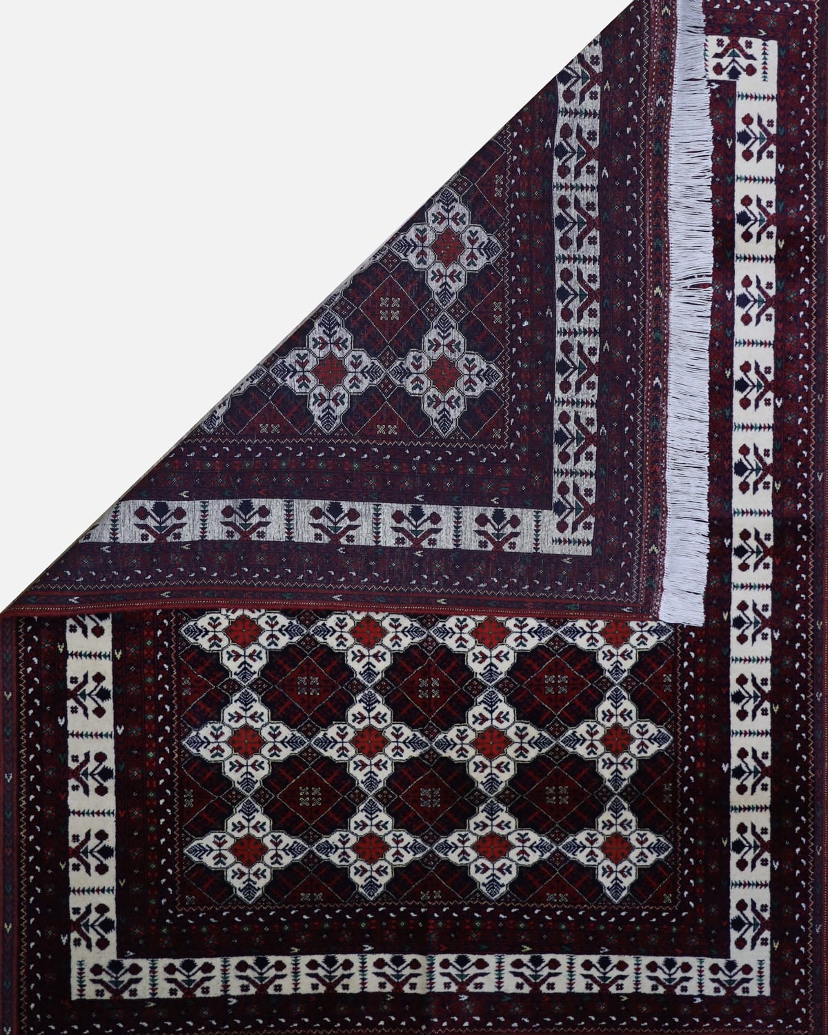 Handmade Yousifi Design Wool Carpet – Red & White