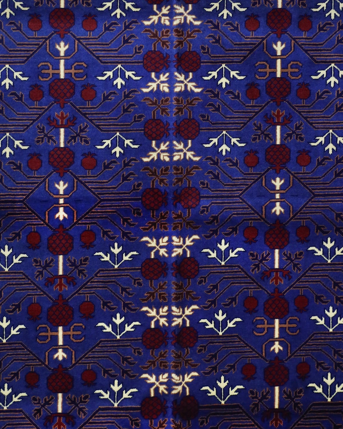 Handmade Pomegranate Design Wool Carpet – Red & Blue