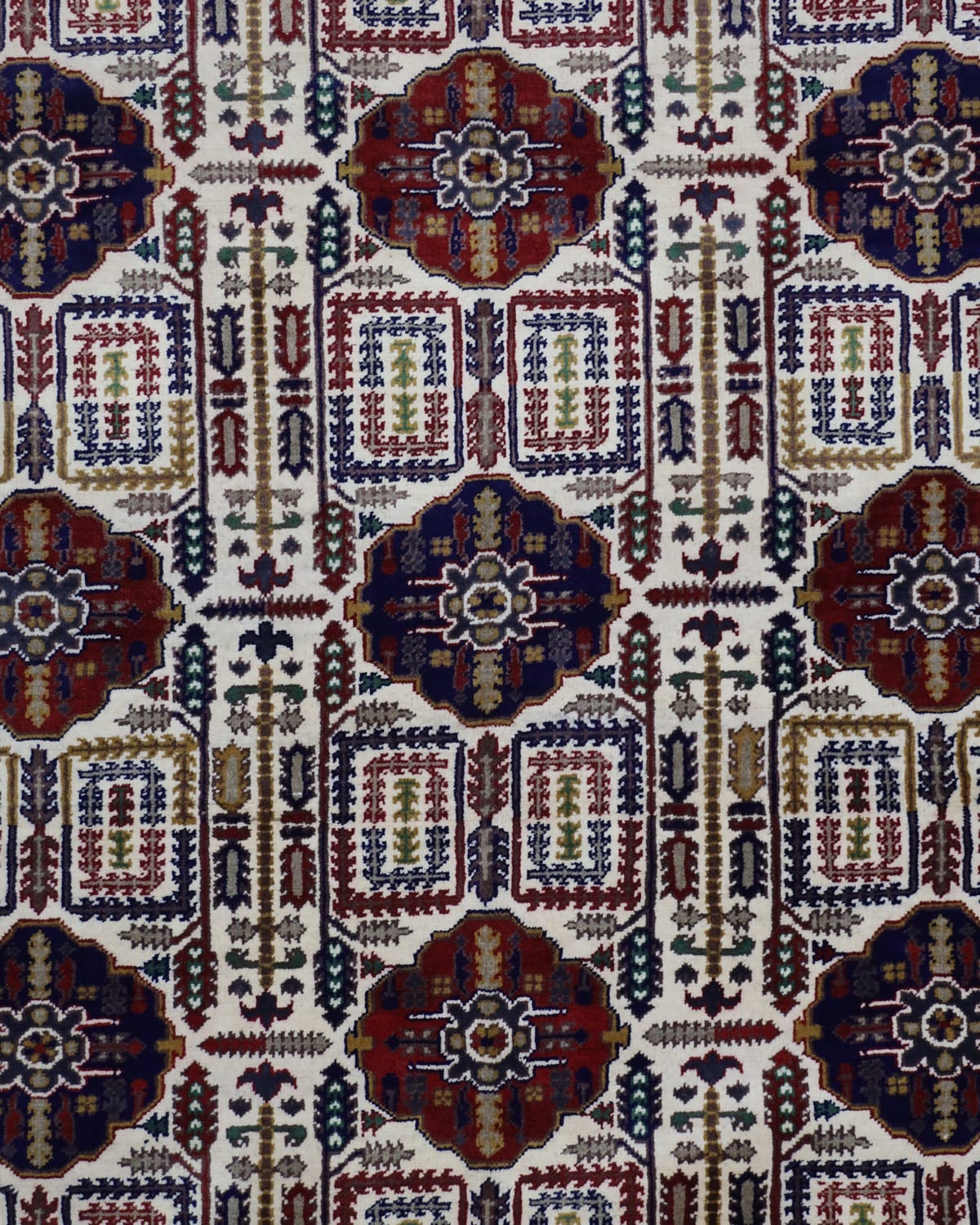 Handmade Wheat Design Carpet – Red, Blue & White