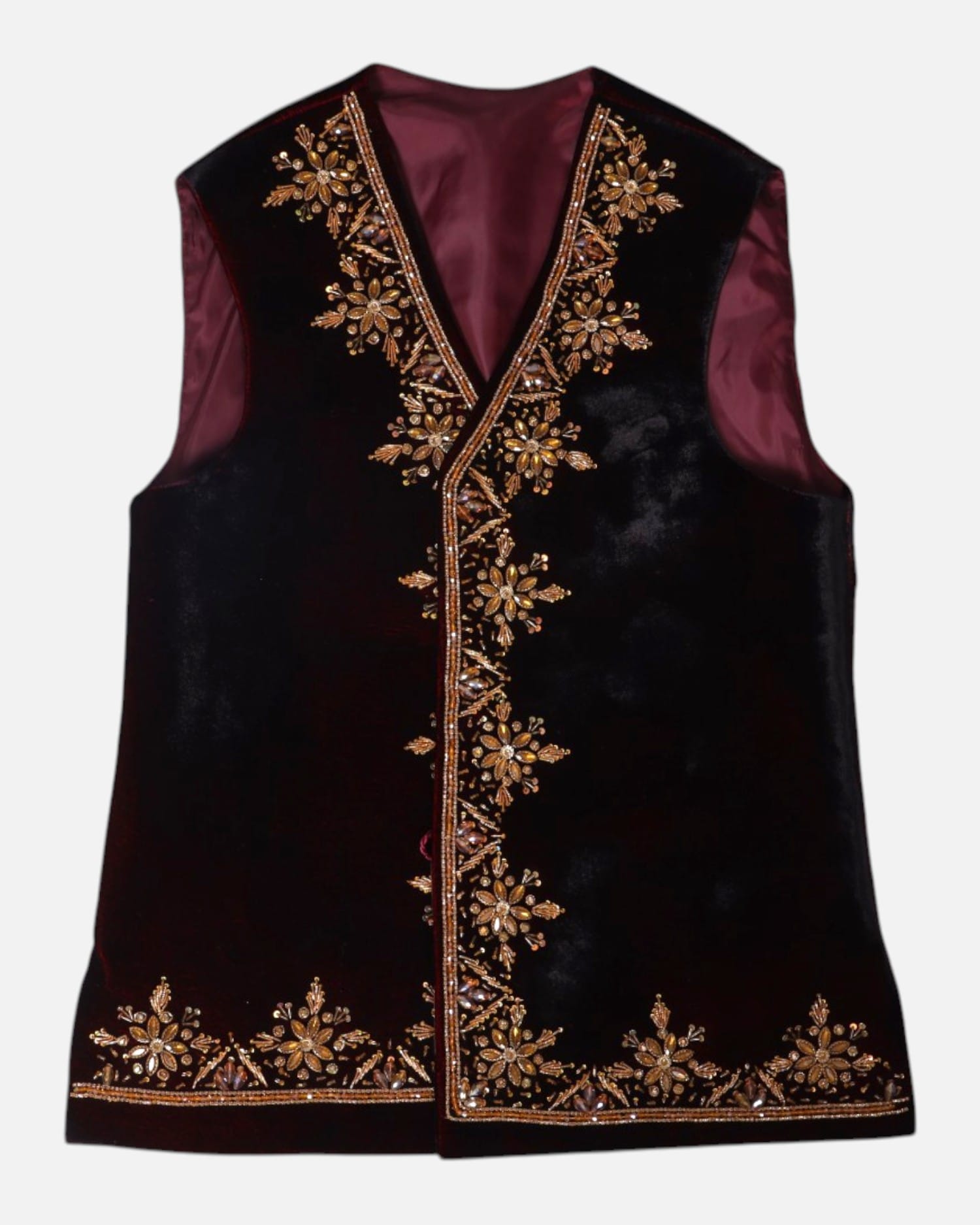 Selma Dozie Men Waistcoat with Embroidery Burgundy