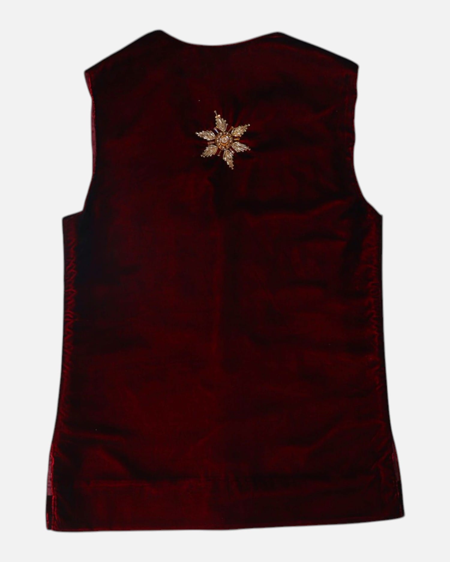 Velvet Men Selma Dozi Waistcoat with Embroidery Burgundy Color