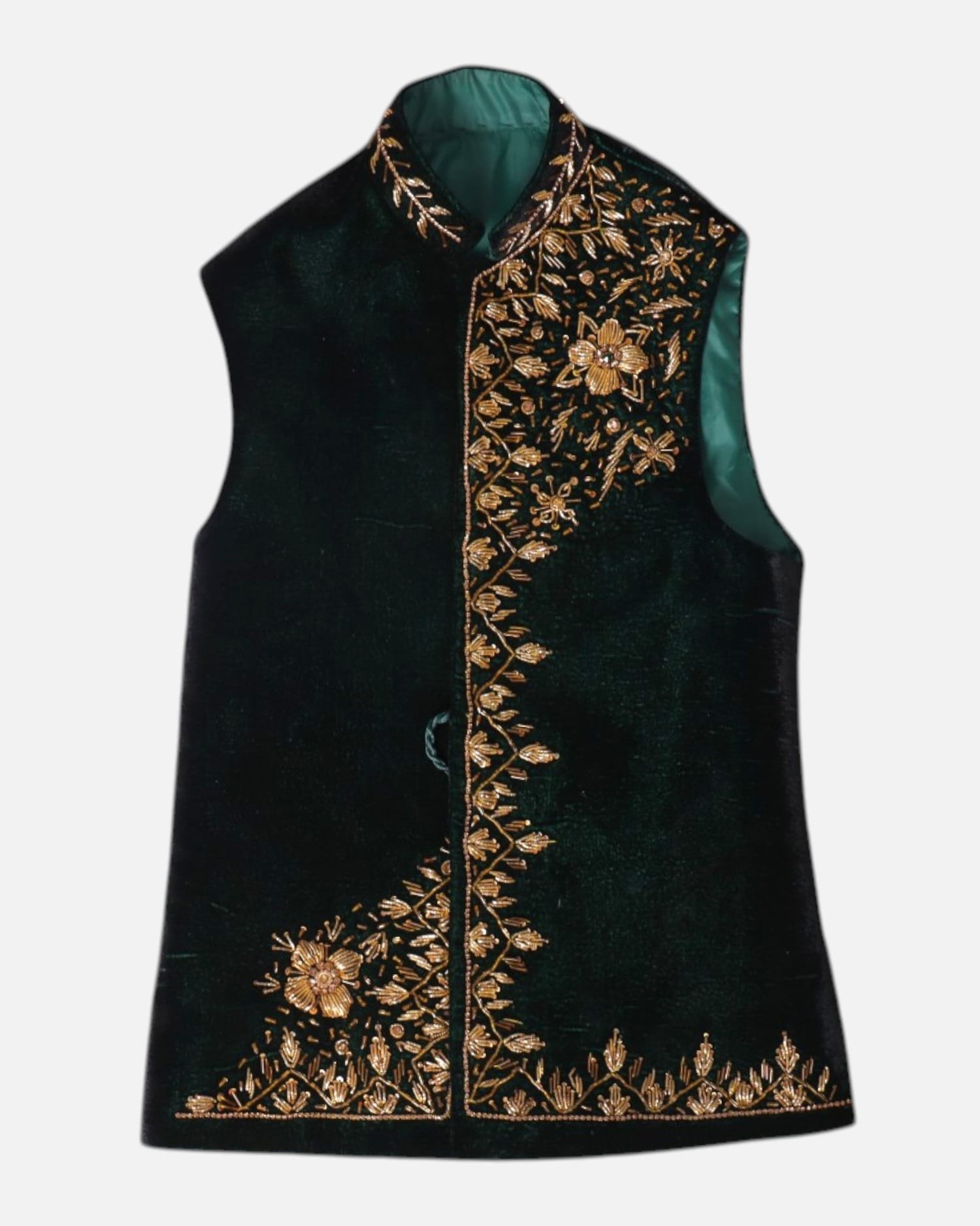 Dark Green Waistcoat Selma Doz Velvet Waskat Aseel