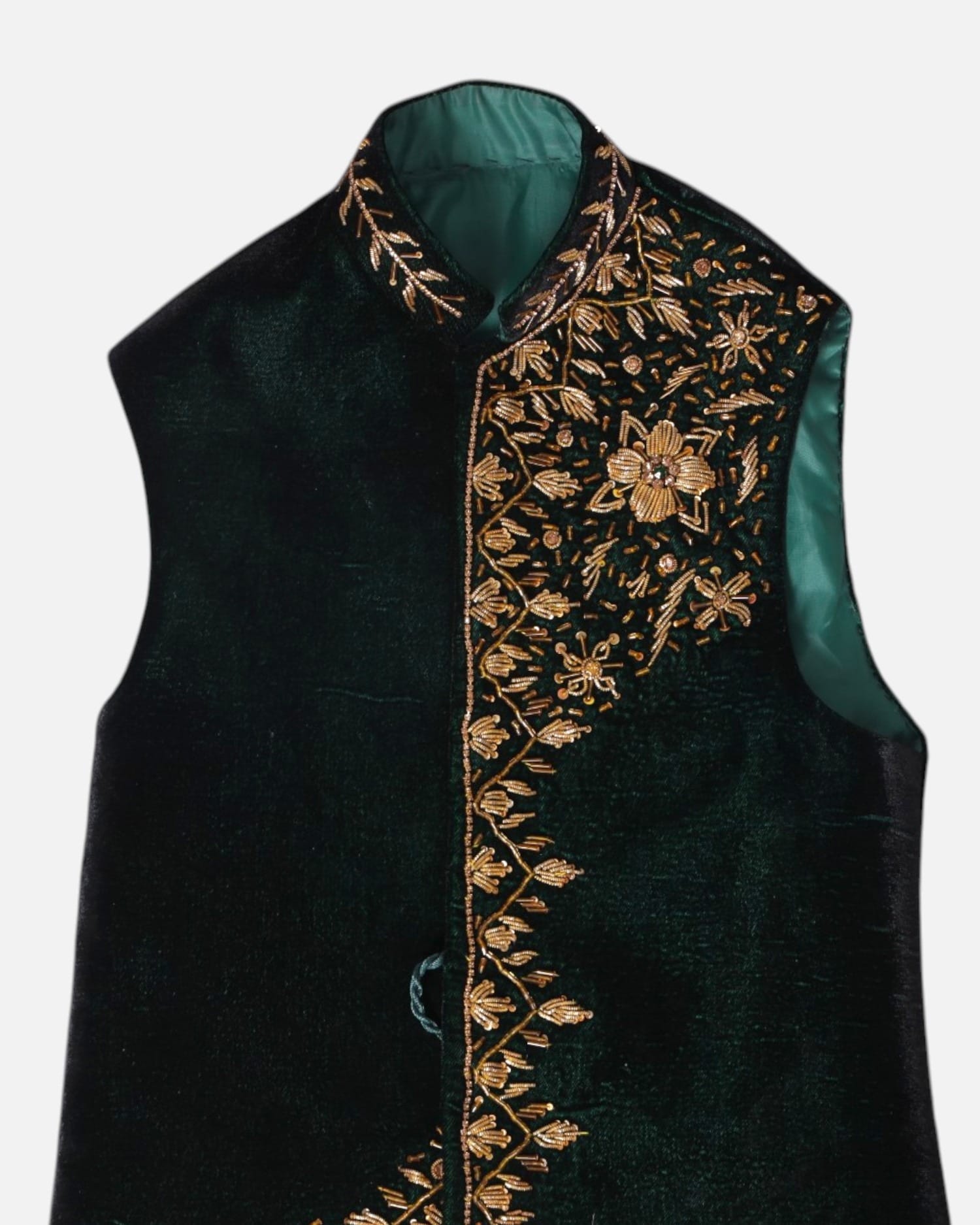 Dark Green Waistcoat Selma Doz Velvet Waskat Aseel