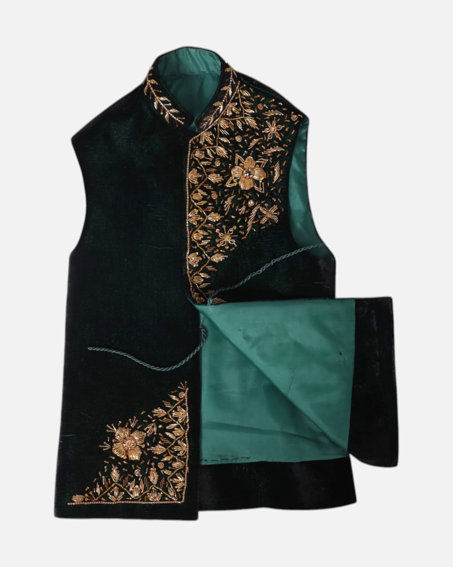 Dark Green Waistcoat Selma Doz Velvet Waskat Aseel