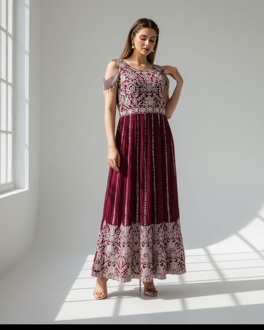 liv foster reese beaded floral-embroidered maxi dress Embroidered Starfish Maxi Dress Blue – Clothe Boutique main image 0