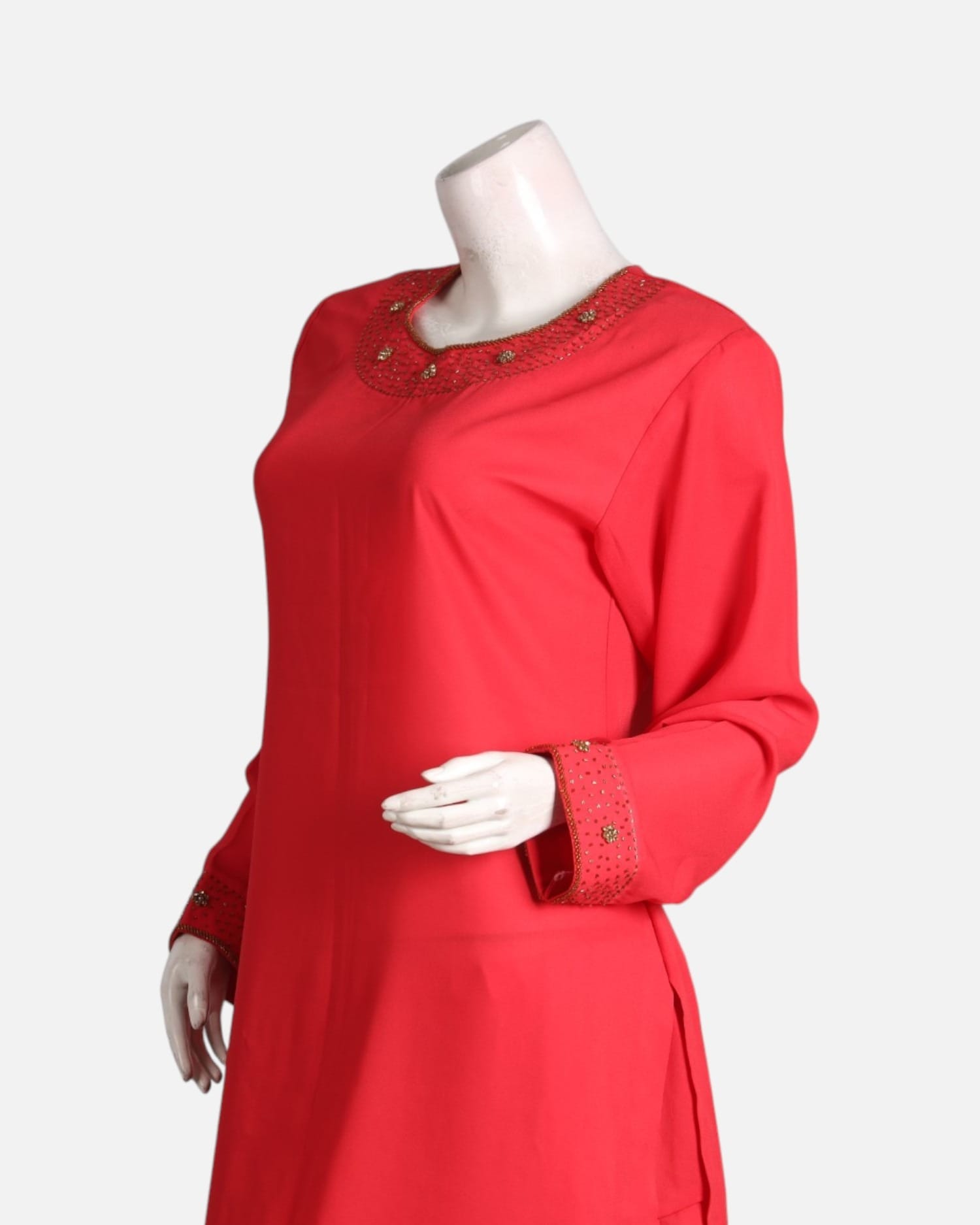 Bright Red Crepe Punjabi Set – Handmade Women’s Traditional Outfit