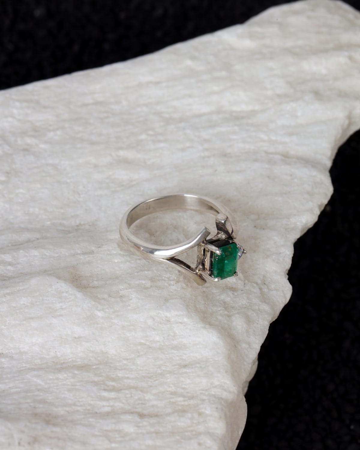 Silver Panjshir Emerald Ring