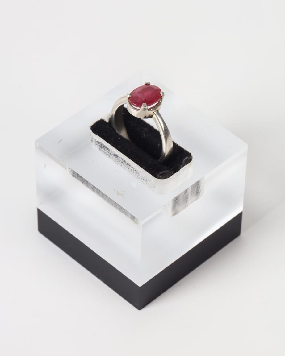 Ruby Red Afghan Yakut Silver Ring
