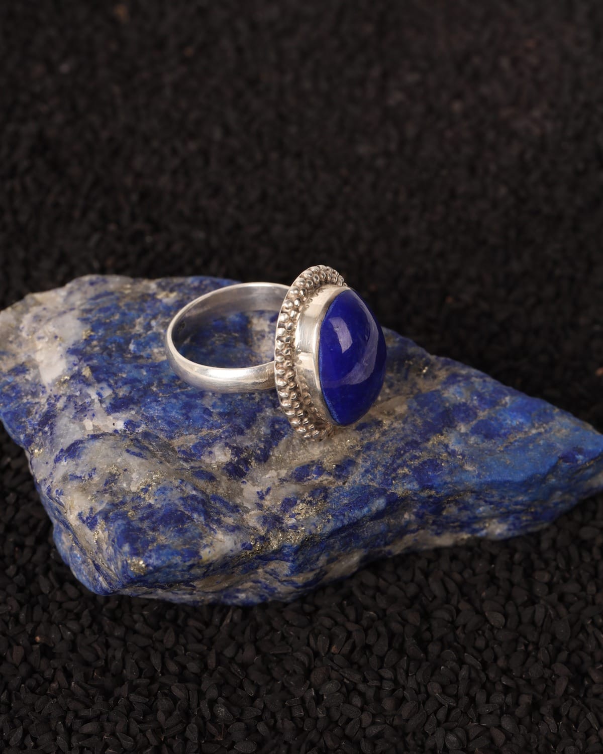 Royal Blue Afghan Lapis Lazuli Silver Ring