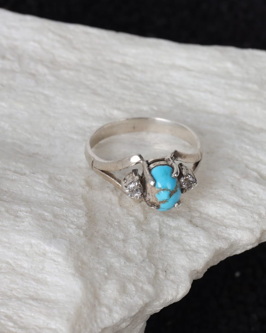 Sky Blue Nishapur Turquoise Silver Ring