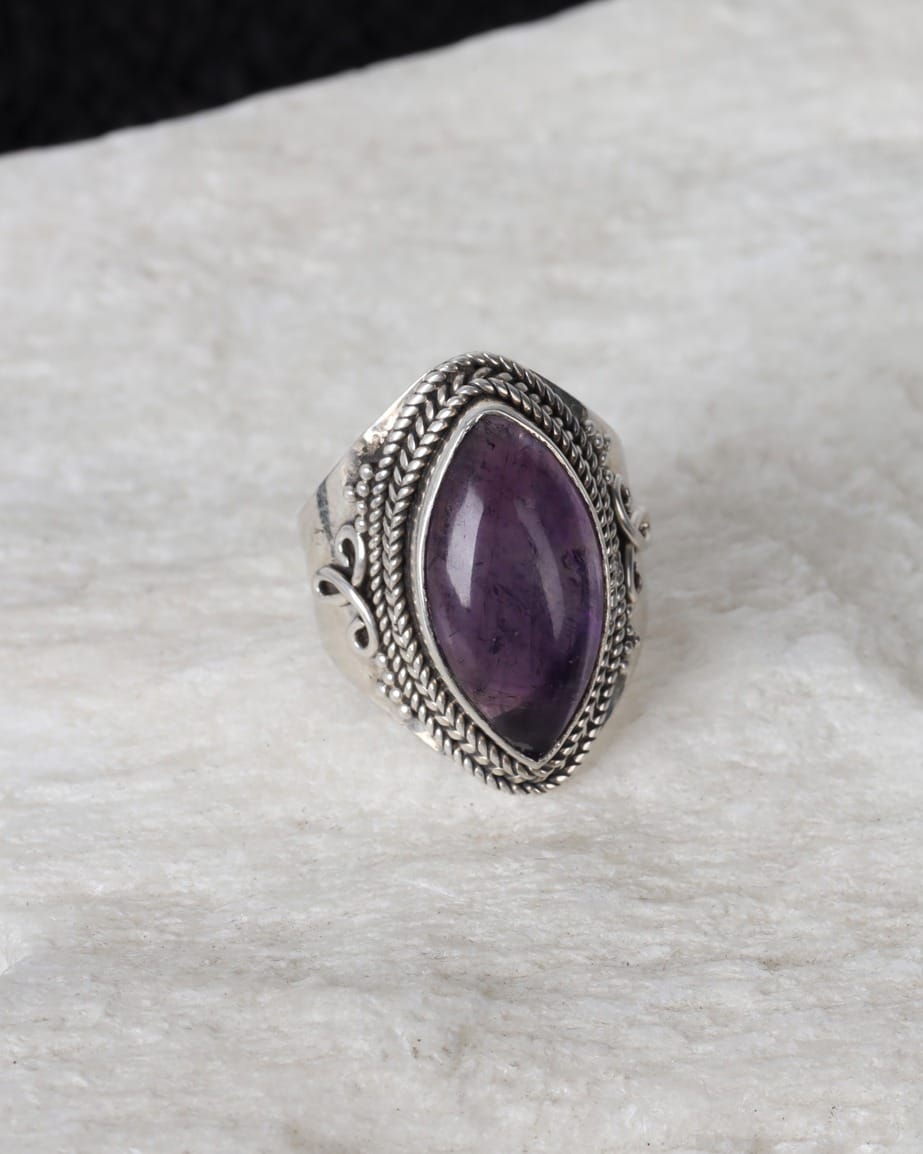 Purple Badakhshan Garnet Sterling Silver Ring