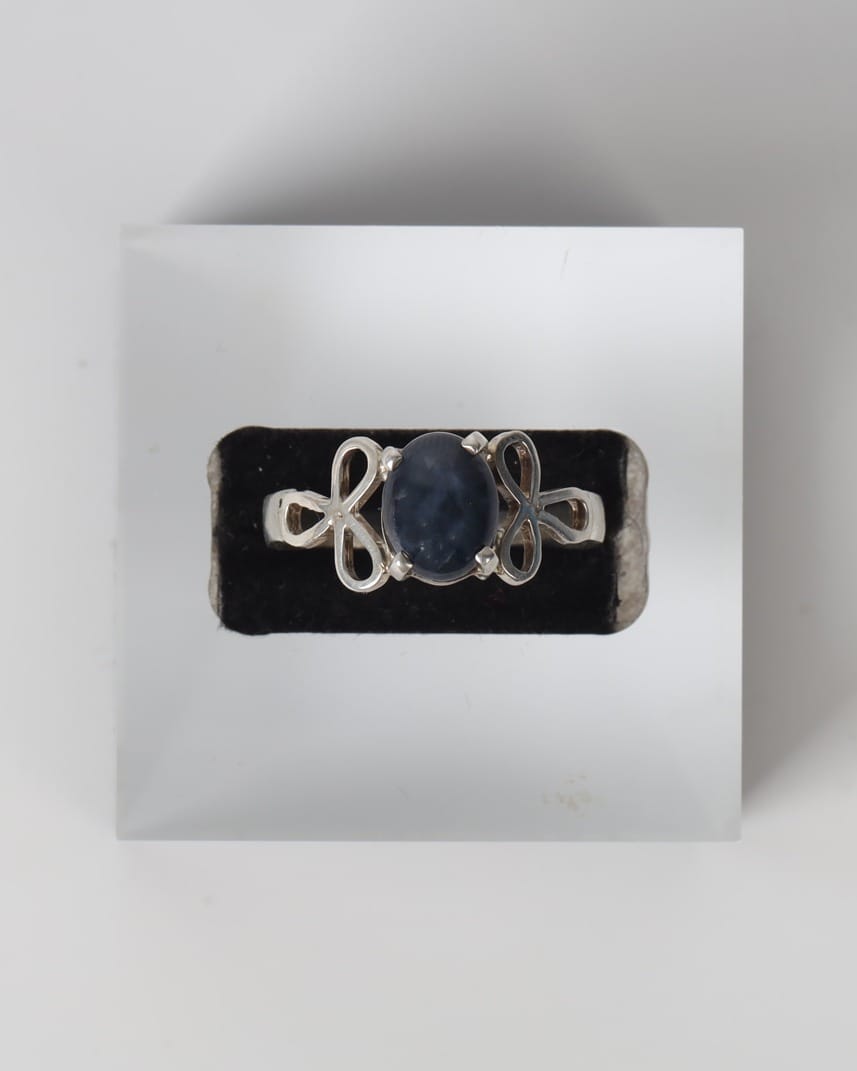 Deep Blue Star Sapphire Sterling Silver Ring