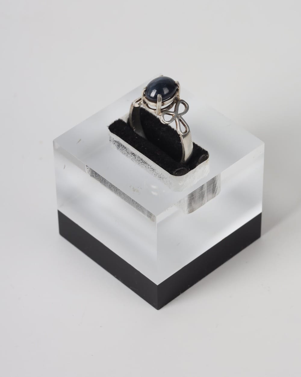 Deep Blue Star Sapphire Sterling Silver Ring