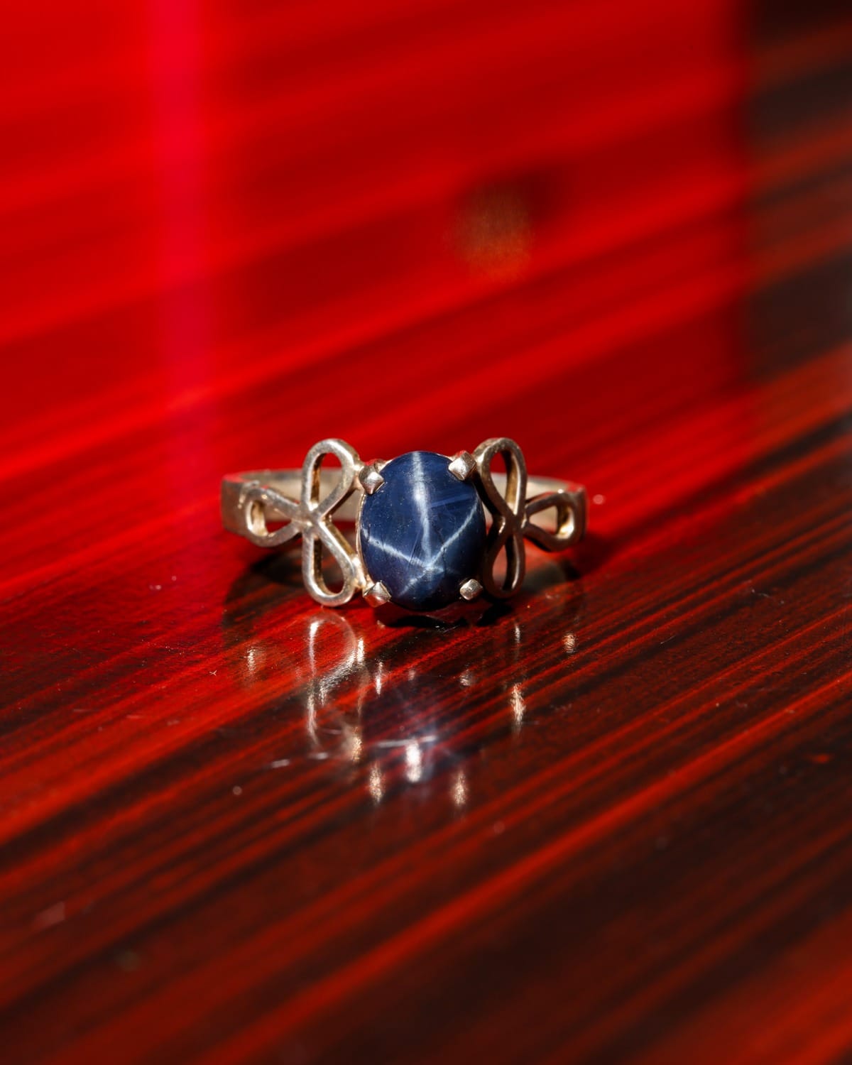 Deep Blue Star Sapphire Sterling Silver Ring