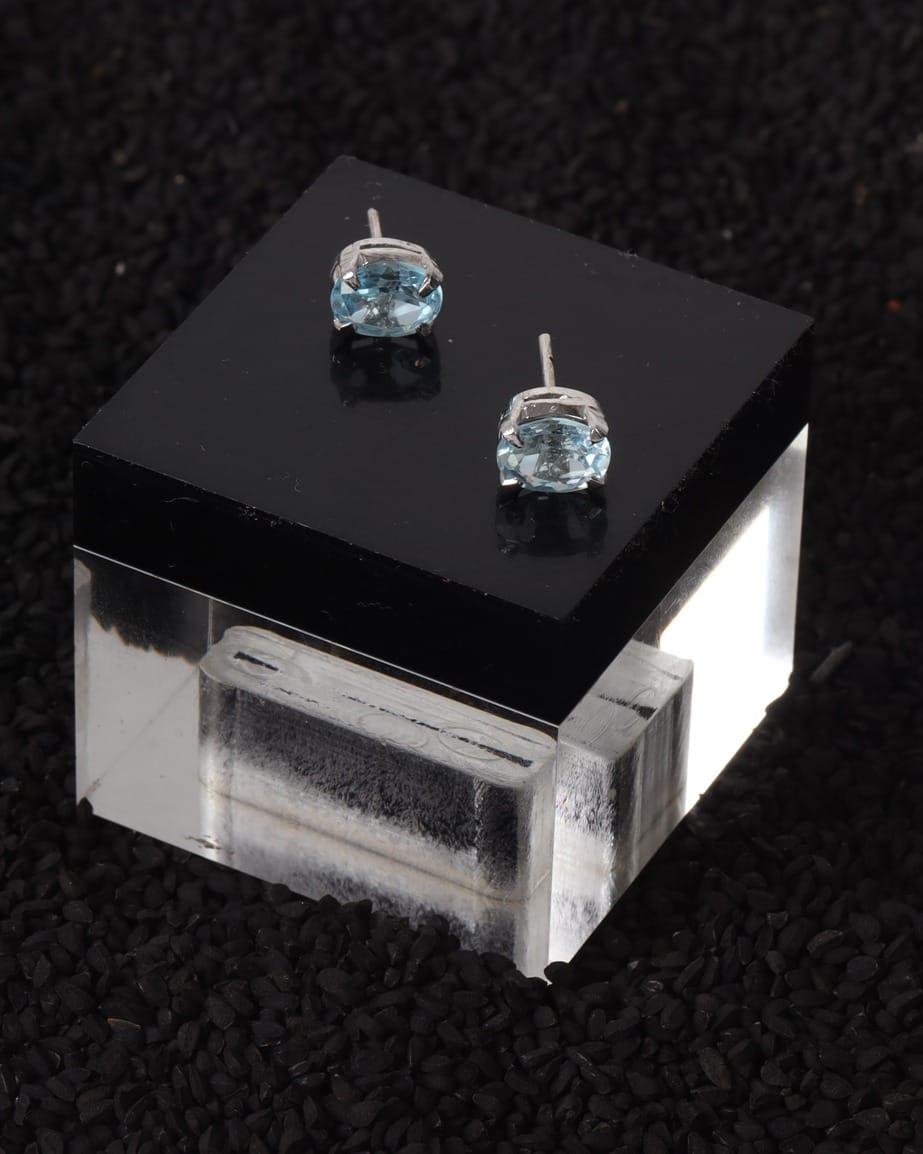 Sky Blue Topaz Sterling Silver Stud Earrings