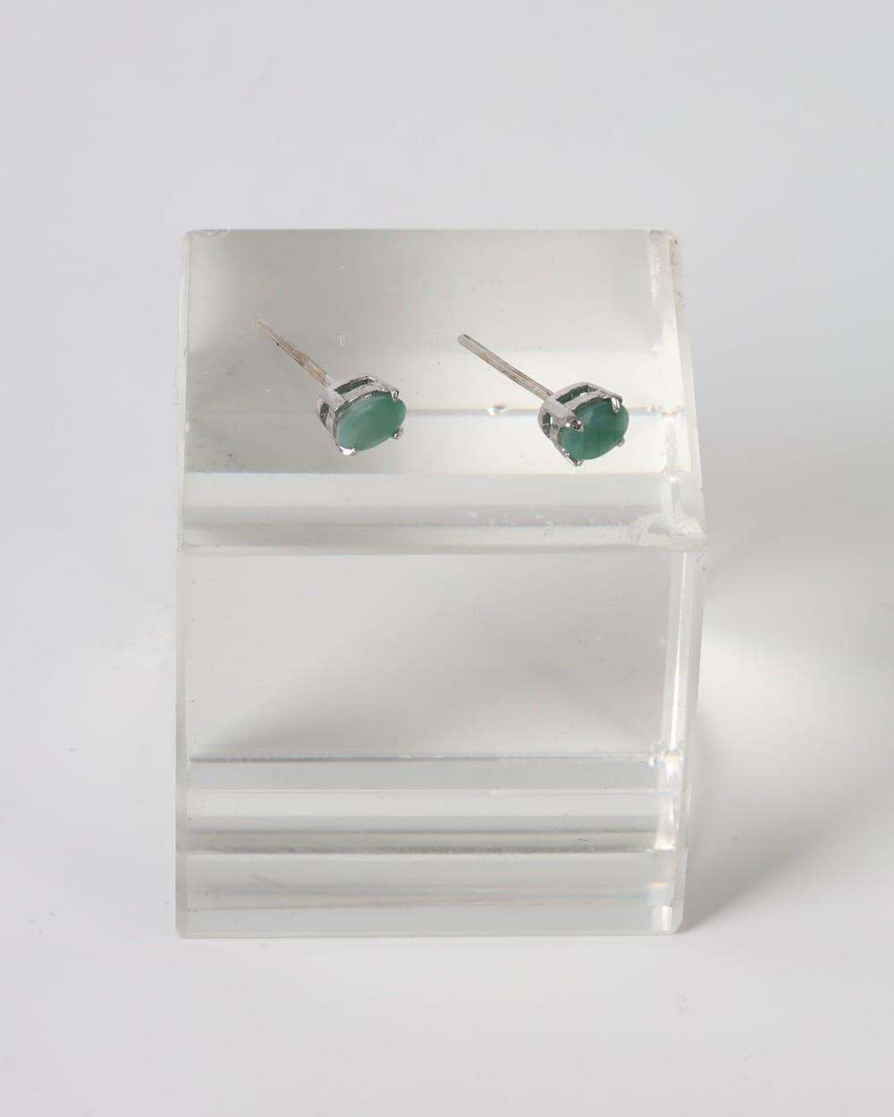 Emerald Green Sterling Silver Stud Earrings