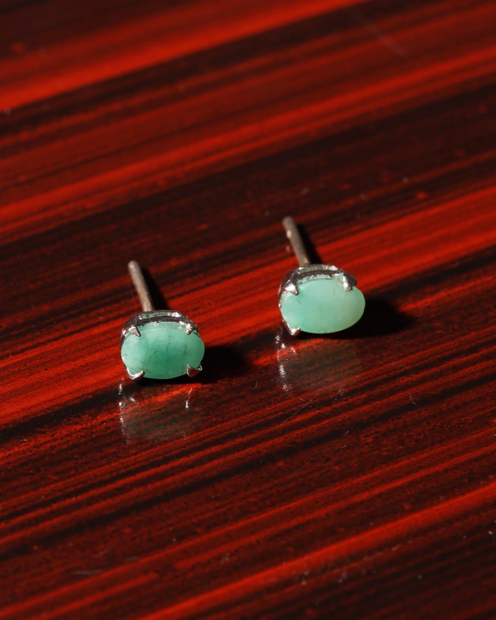 Emerald Green Sterling Silver Stud Earrings