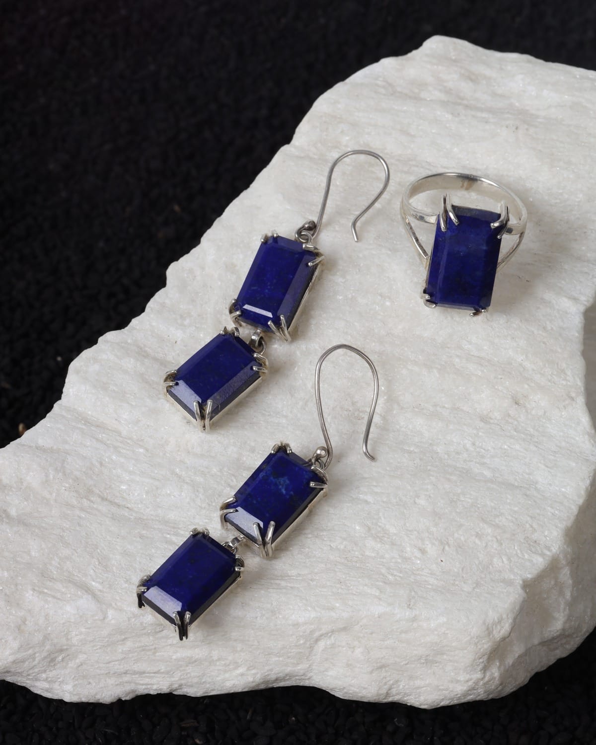 Royal Blue Lapis Lazuli Sterling Silver Jewelry Set