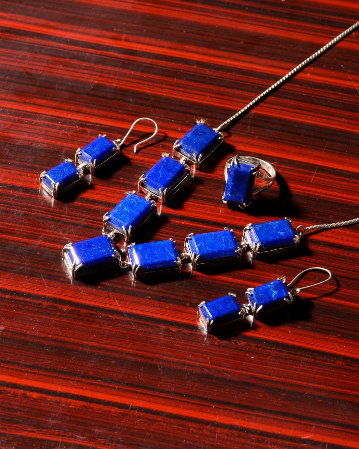 Royal Blue Lapis Lazuli Sterling Silver Jewelry Set