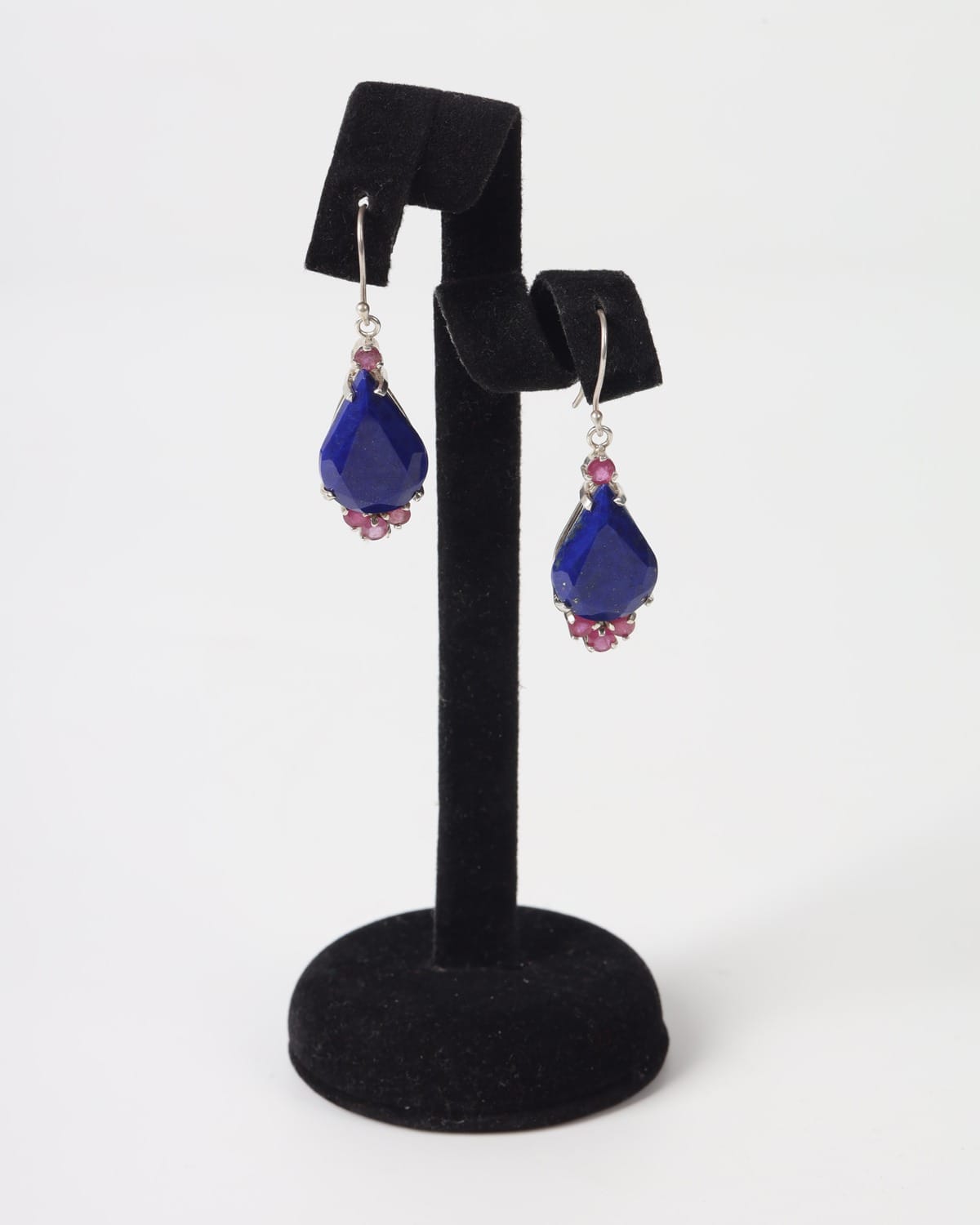 Royal Blue Lapis Lazuli & Ruby 925 Sterling Silver Set