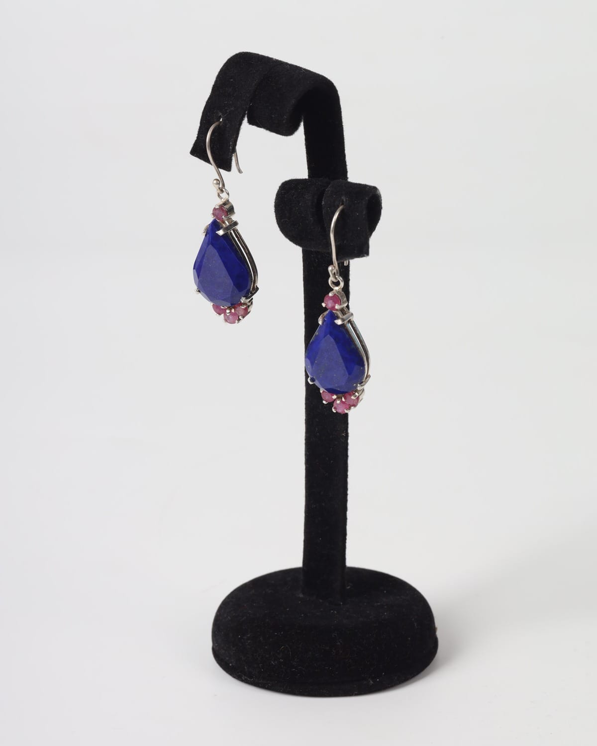 Royal Blue Lapis Lazuli & Ruby 925 Sterling Silver Set