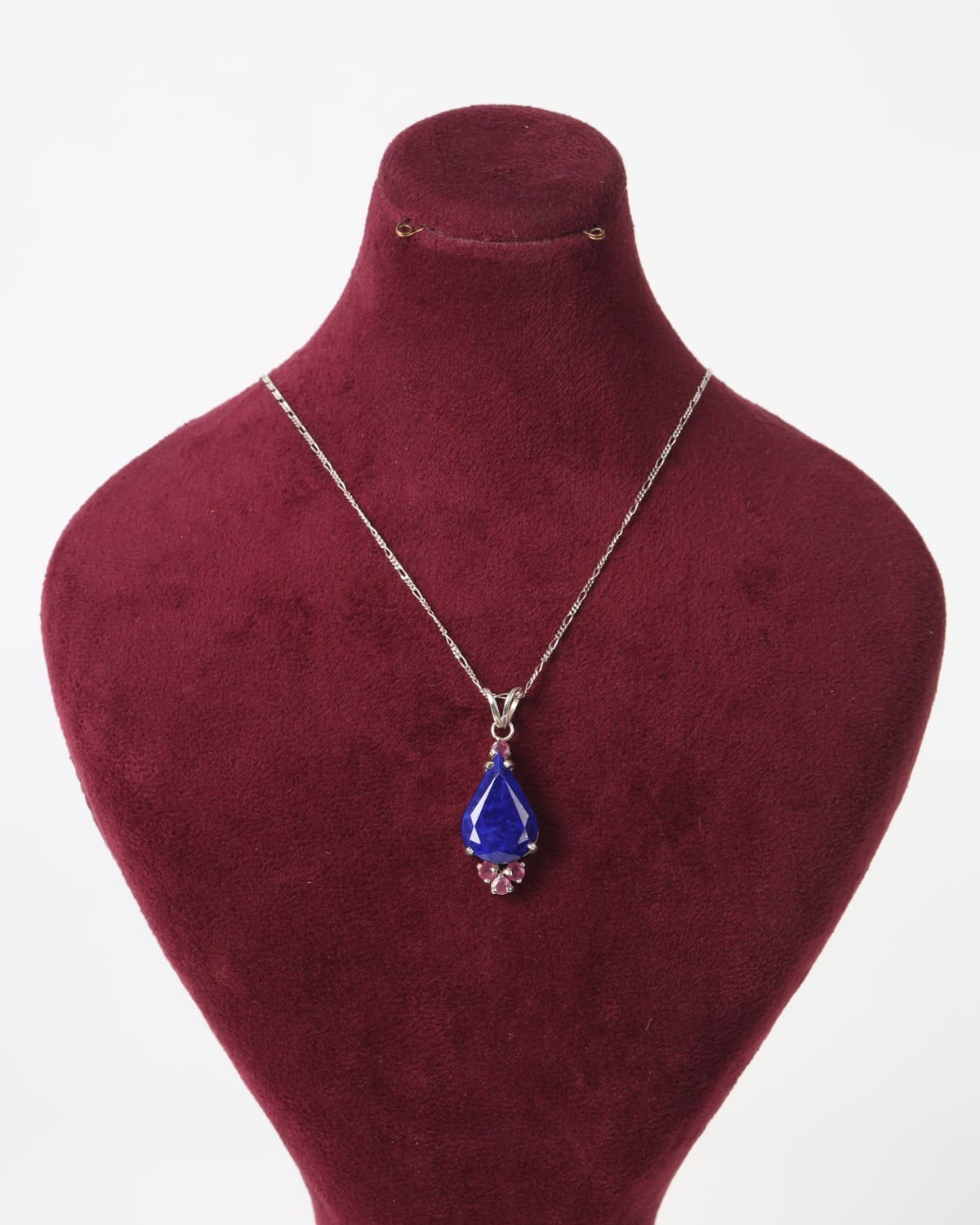Royal Blue Lapis Lazuli & Ruby 925 Sterling Silver Set
