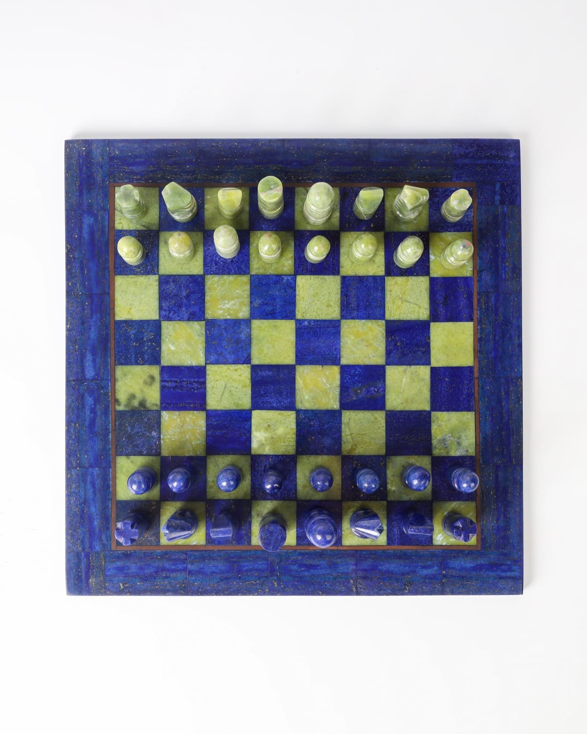 Blue Lapis Lazuli & Green Nephrite Afghan Chess Set