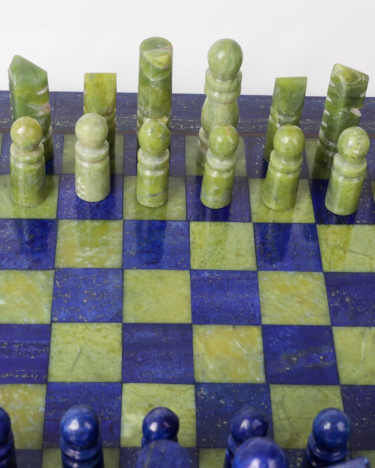Blue Lapis Lazuli & Green Nephrite Afghan Chess Set