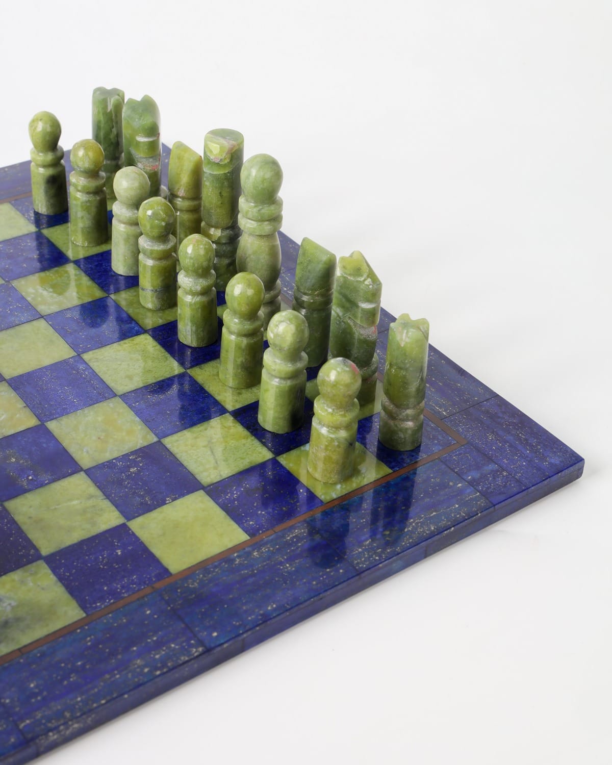 Blue Lapis Lazuli & Green Nephrite Afghan Chess Set