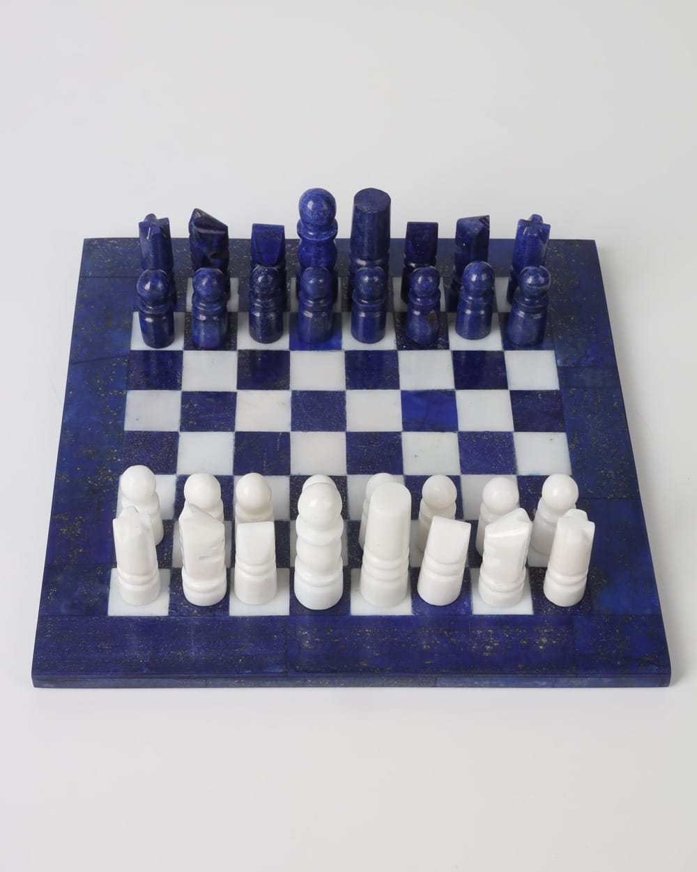 Blue Lapis & White Nephrite Chess Set