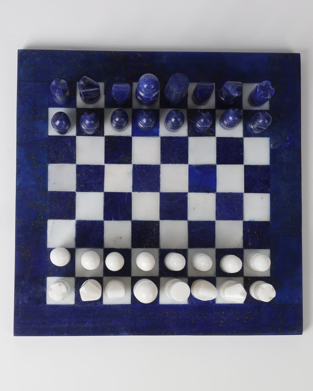 Blue Lapis & White Nephrite Chess Set