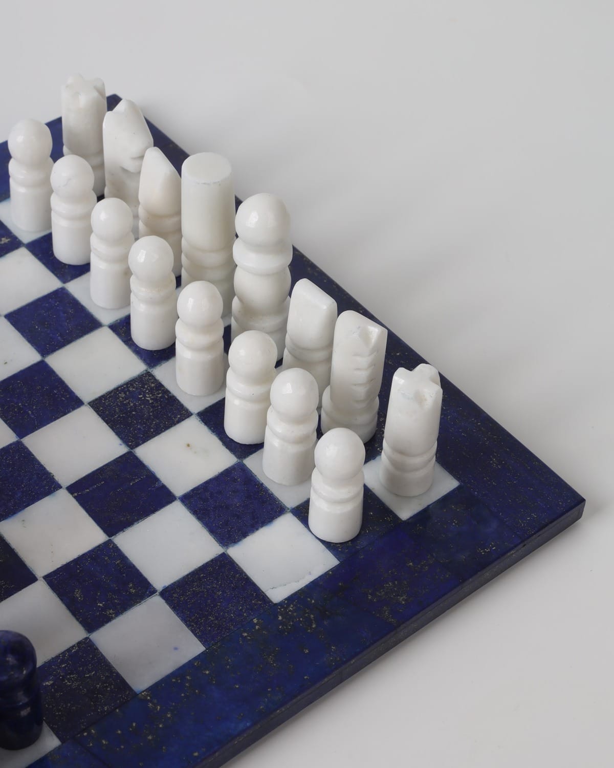 Blue Lapis & White Nephrite Chess Set