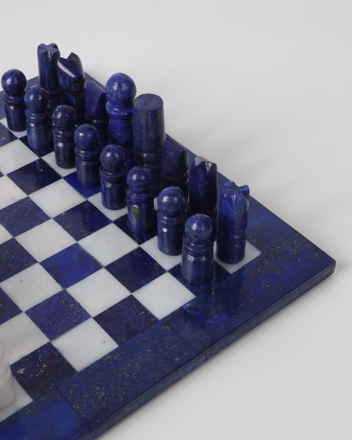 Blue Lapis & White Nephrite Chess Set
